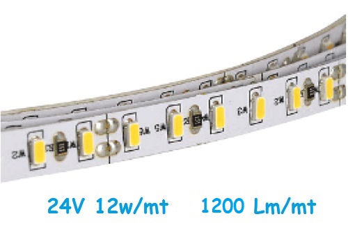 Strip LED 24V 2835 120 Led/mt 12w/mt Luce Natura